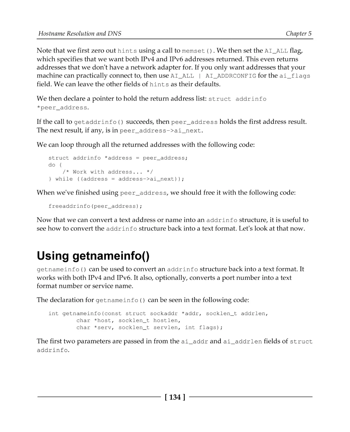 Using getnameinfo()