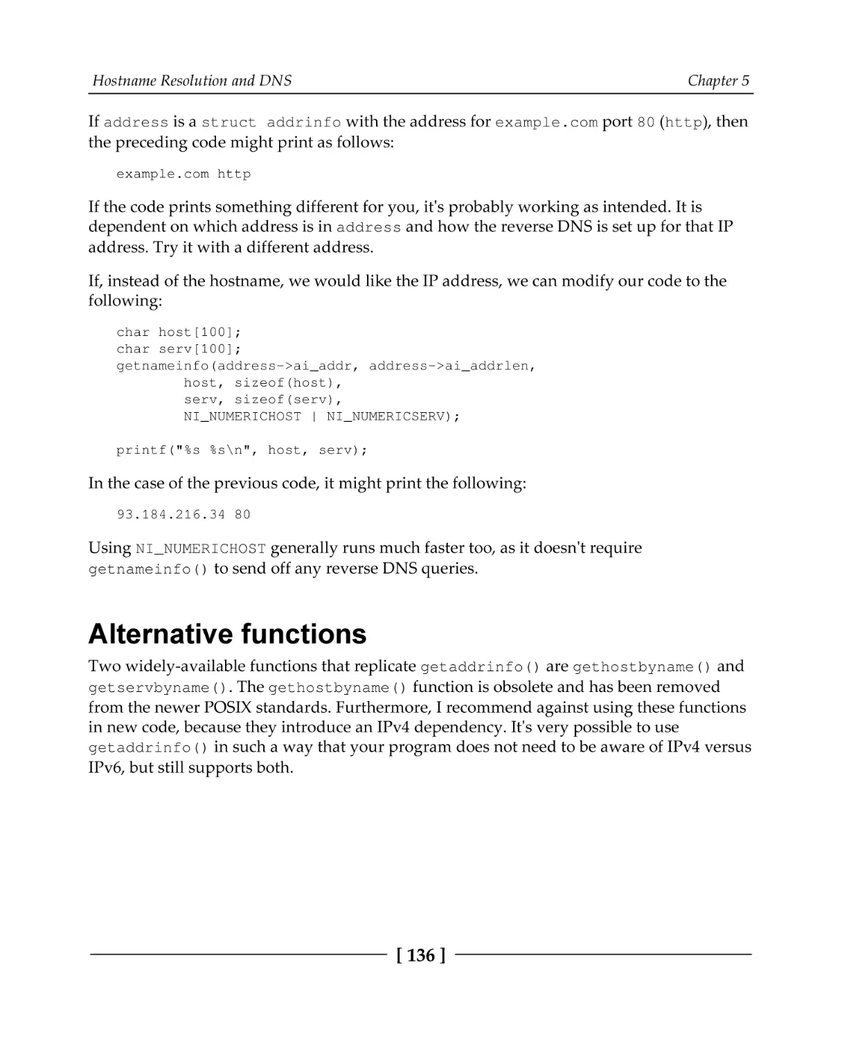 Alternative functions