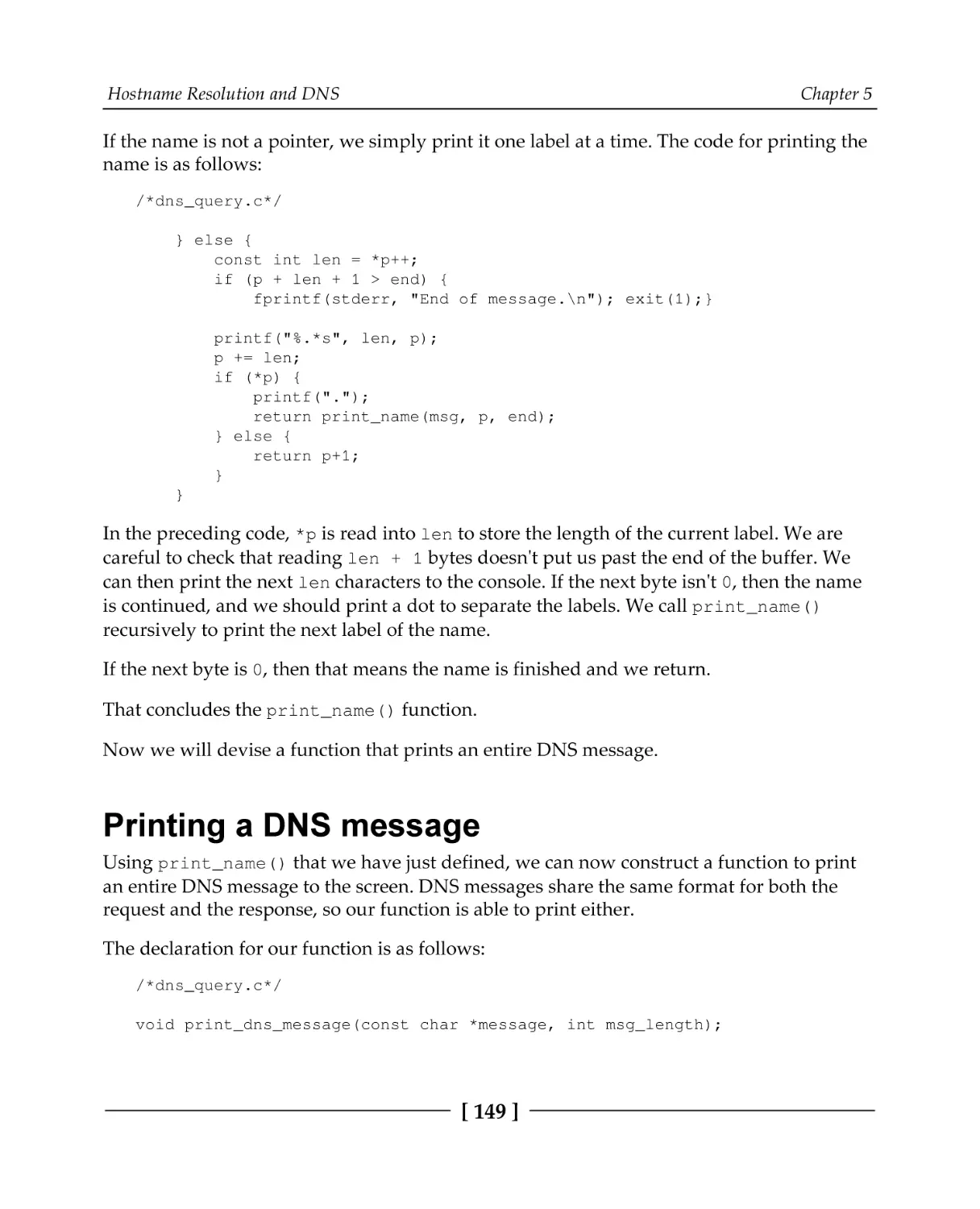 Printing a DNS message