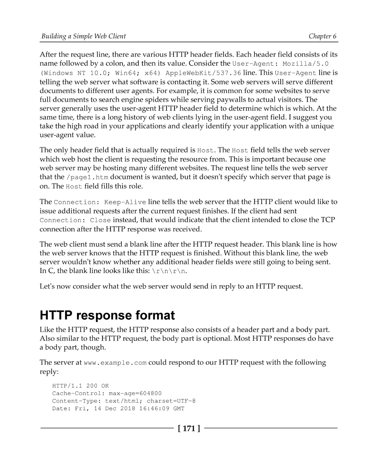 HTTP response format