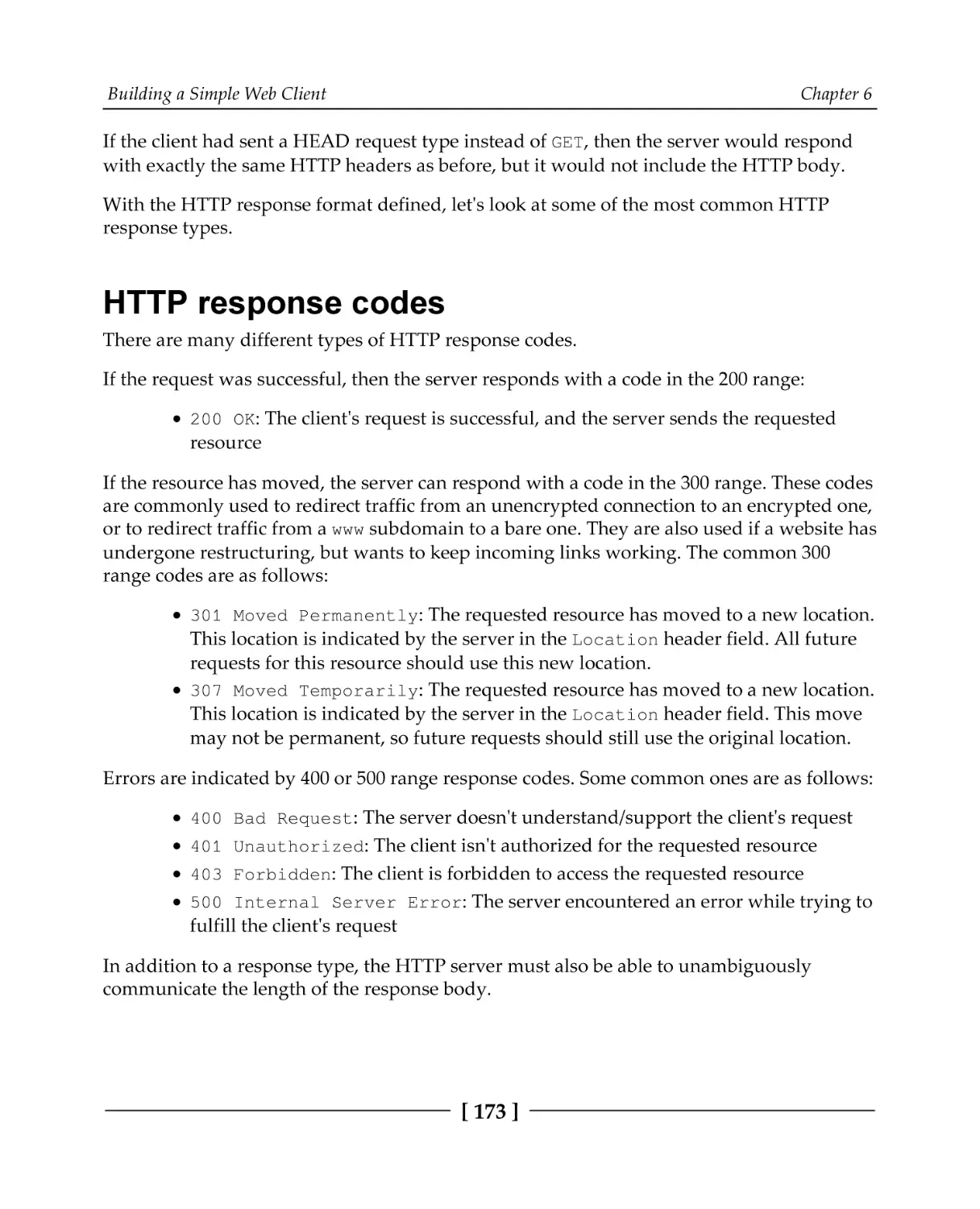 HTTP response codes