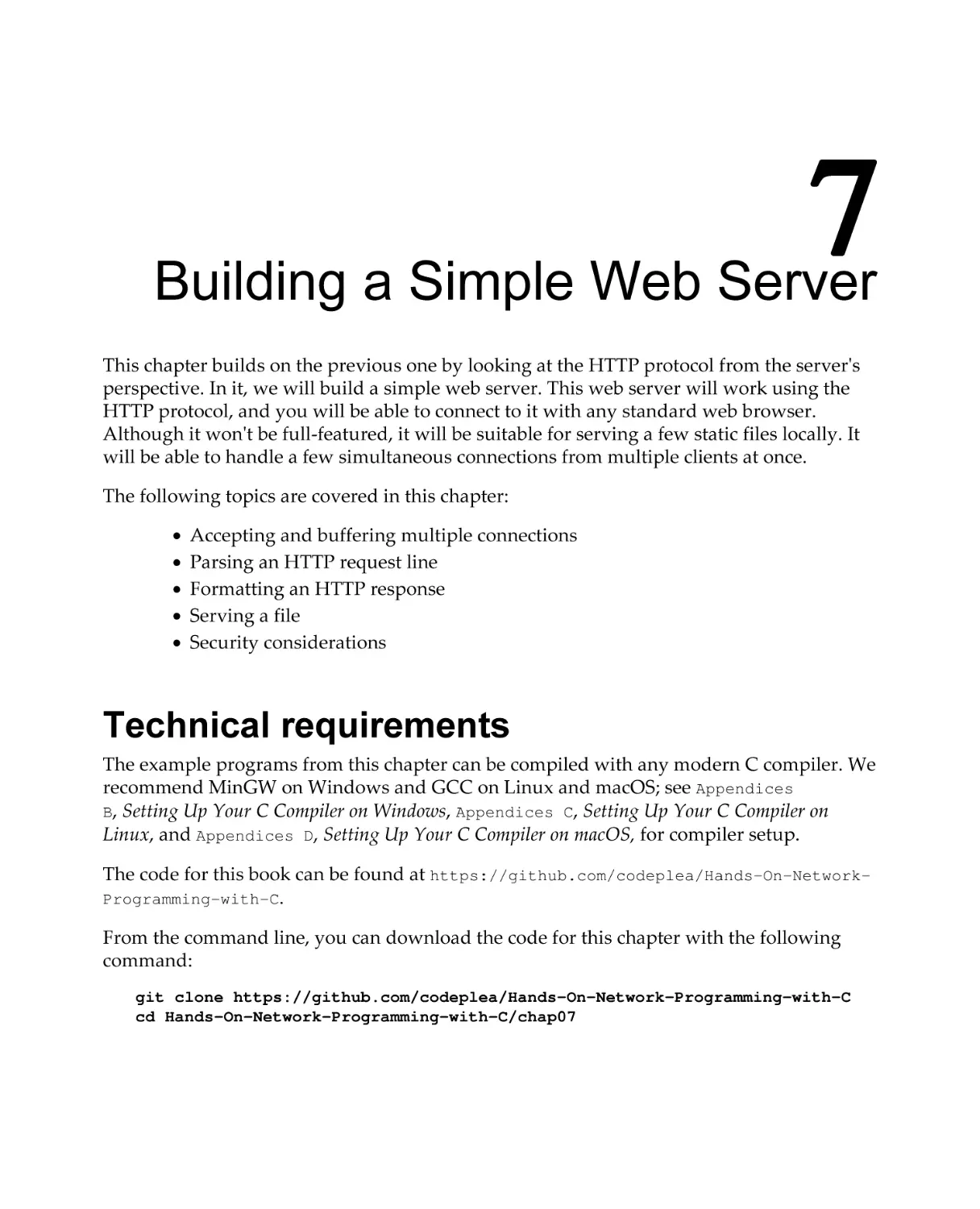 Chapter 7
Technical requirements