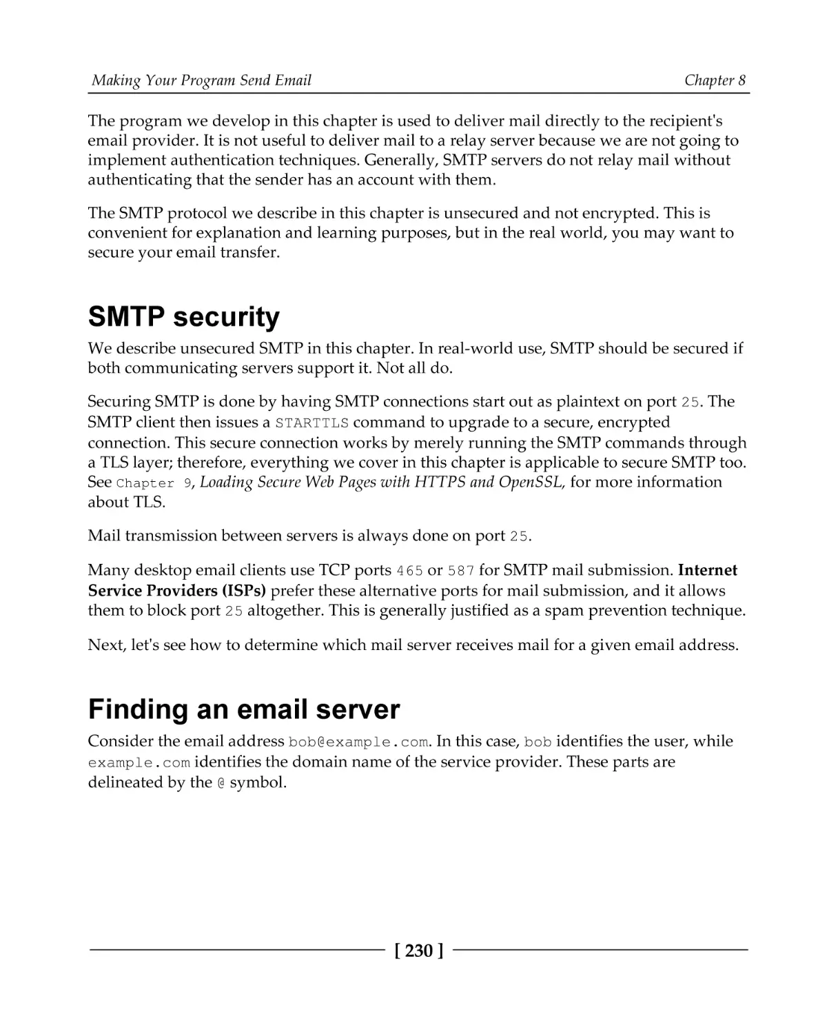 SMTP security
Finding an email server