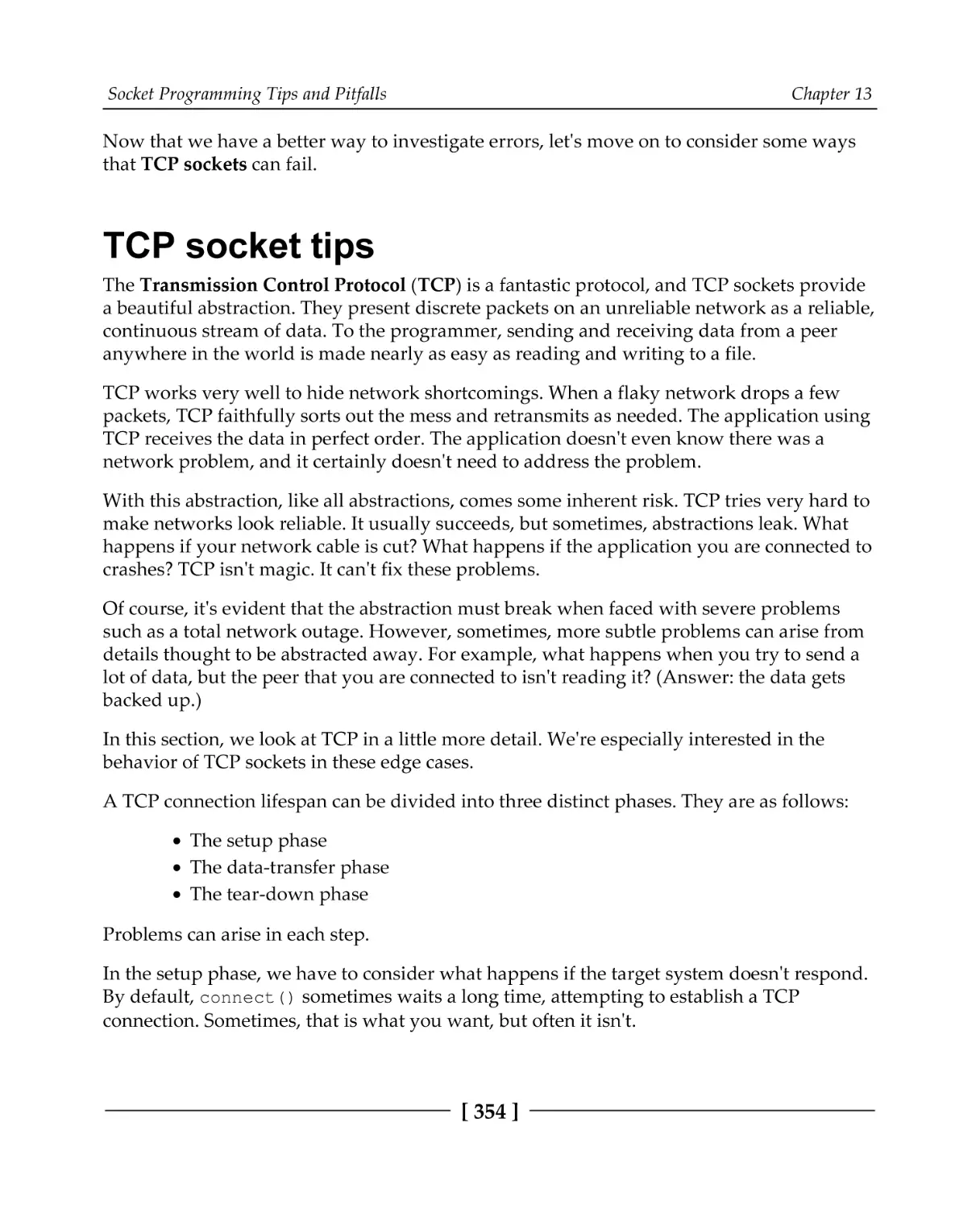 TCP socket tips