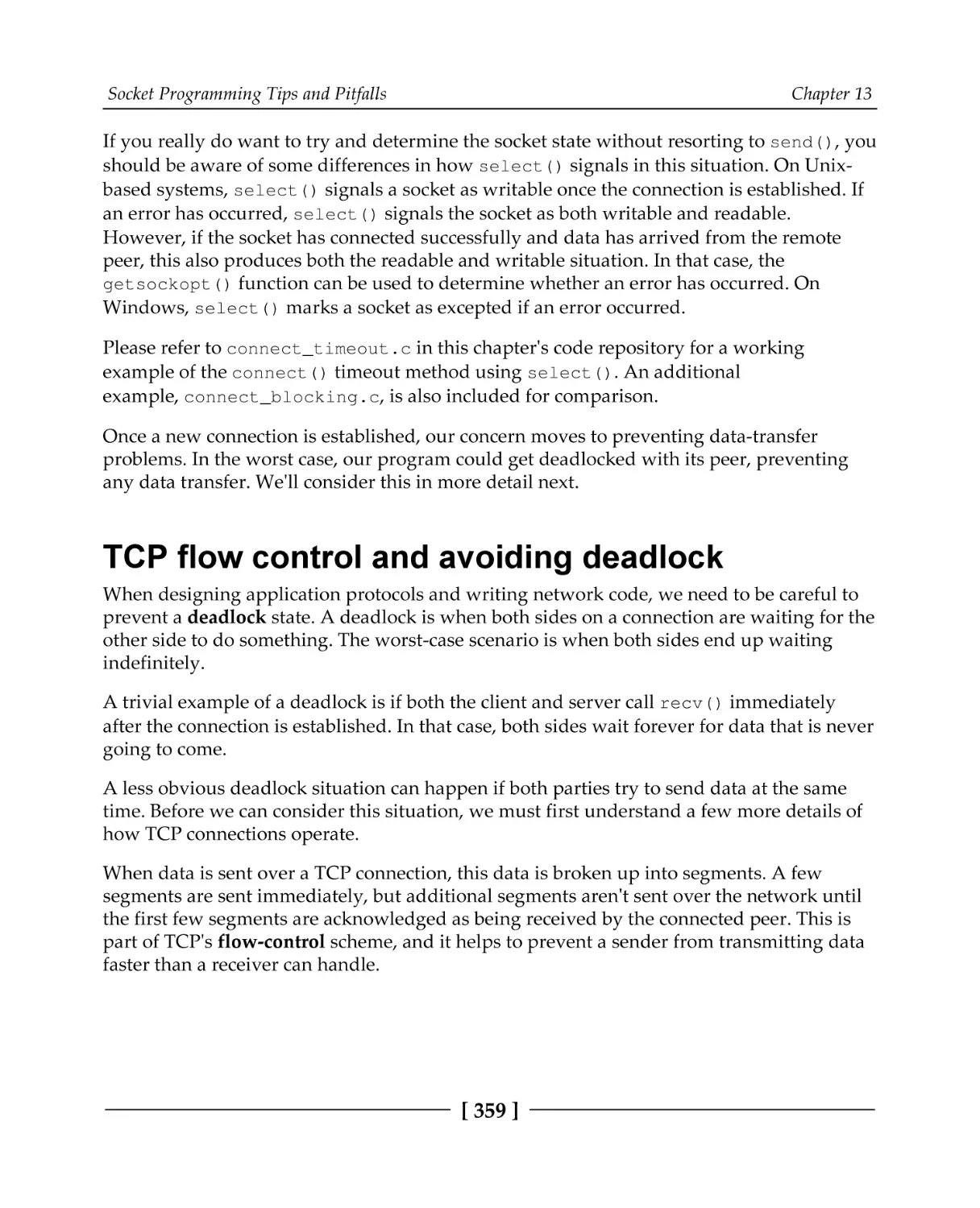 TCP flow control and avoiding deadlock