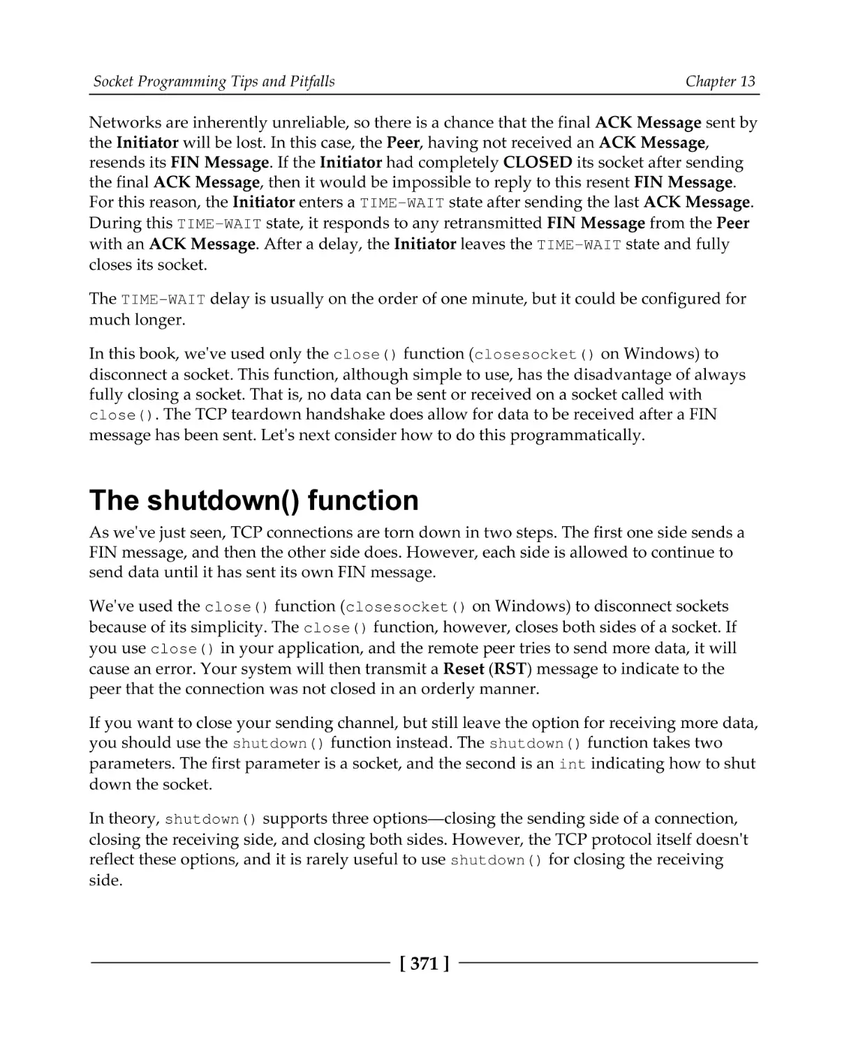 The shutdown() function