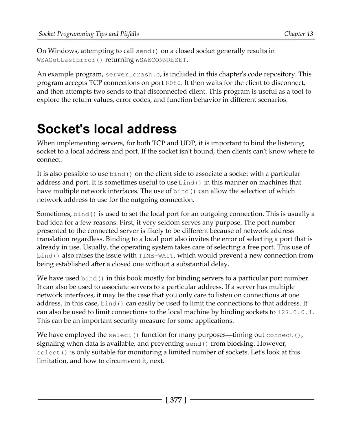 Socket's local address