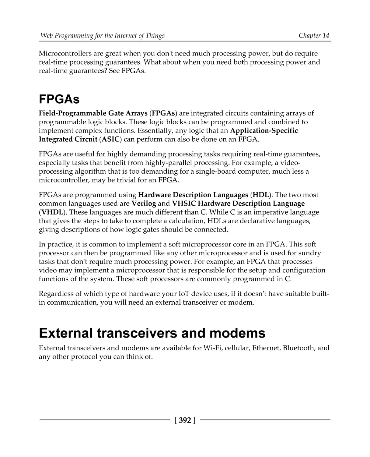 FPGAs
External transceivers and modems