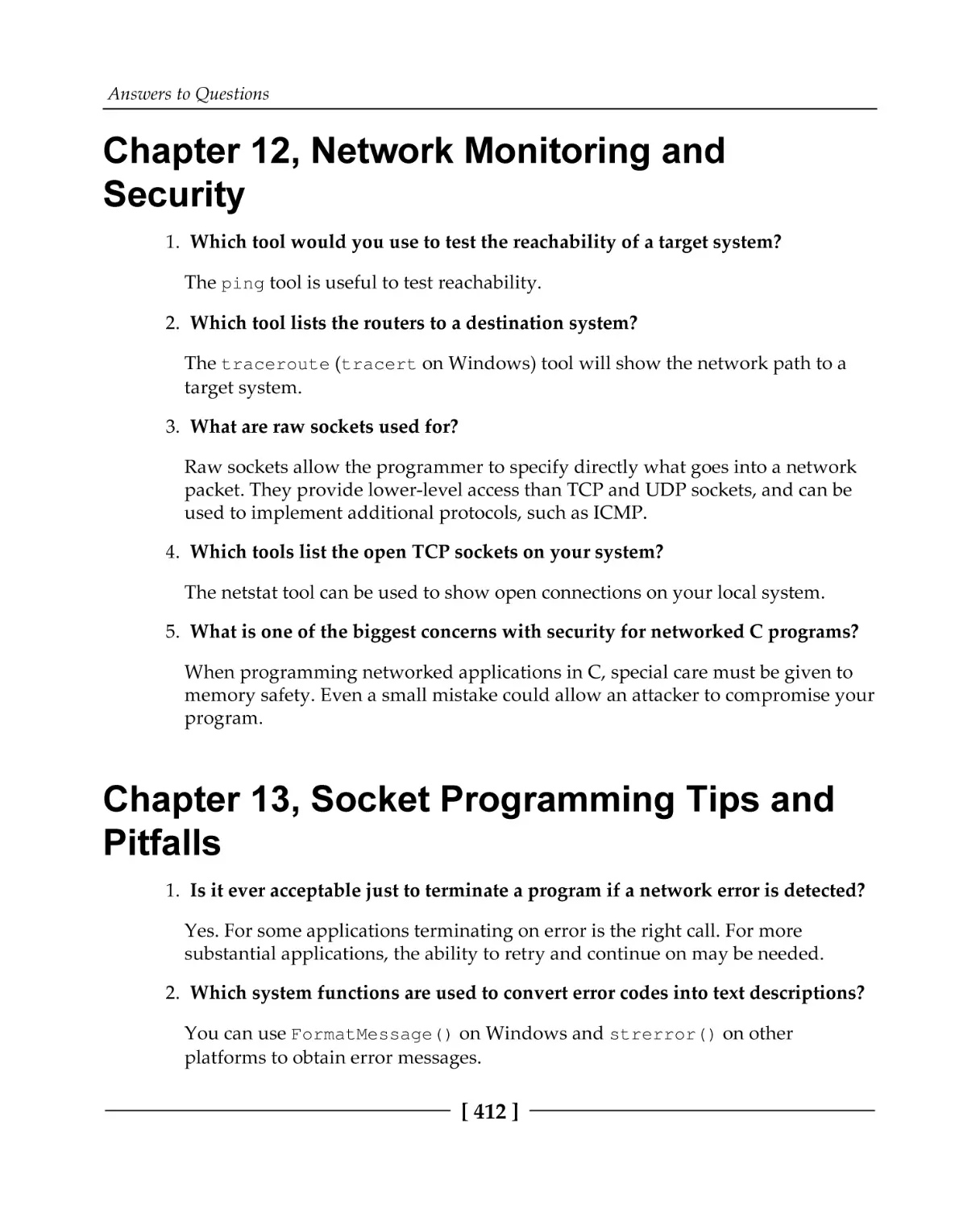 Chapter 12, Network Monitoring and Security
Chapter 13, Socket Programming Tips and Pitfalls