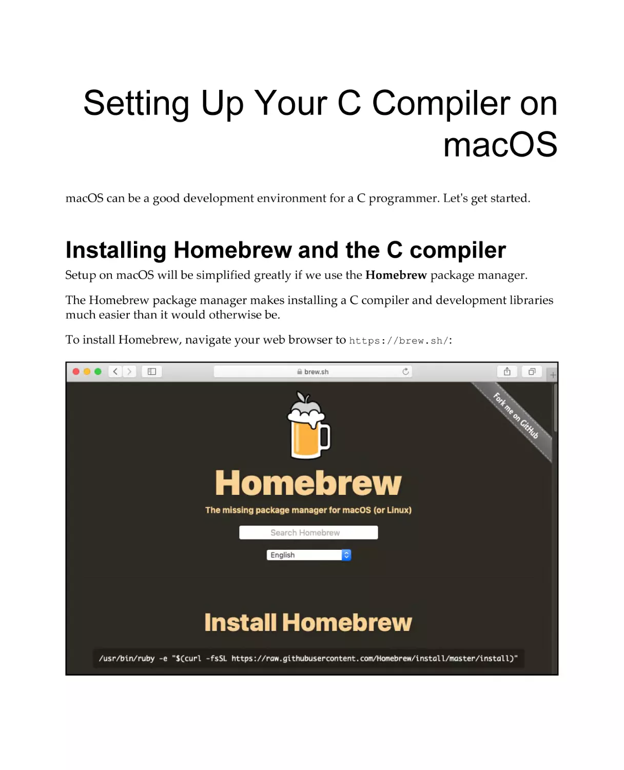 Appendix D
Installing Homebrew and the C compiler