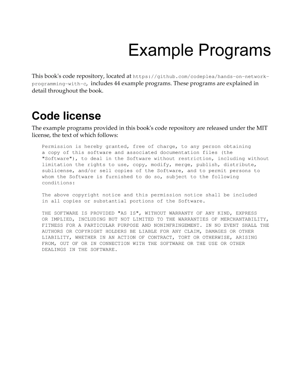 Appendix E
Code license