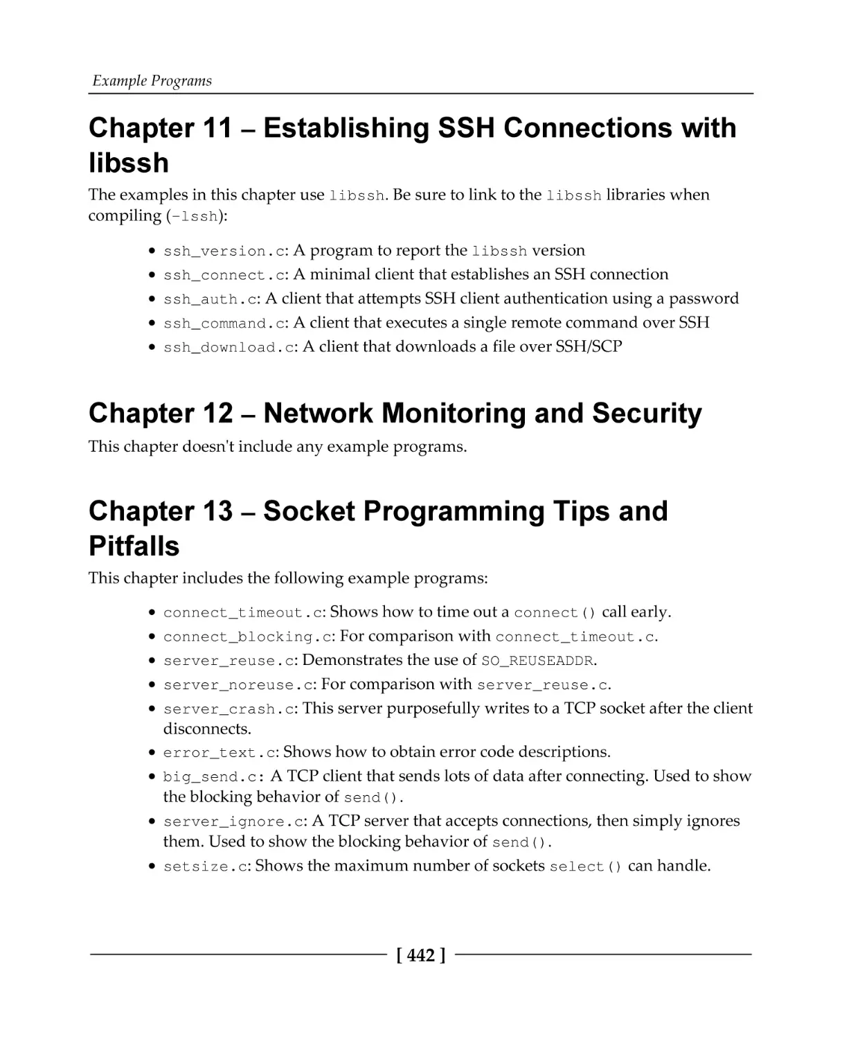 Chapter 11 – Establishing SSH Connections with libssh
Chapter 12 – Network Monitoring and Security
Chapter 13 – Socket Programming Tips and Pitfalls