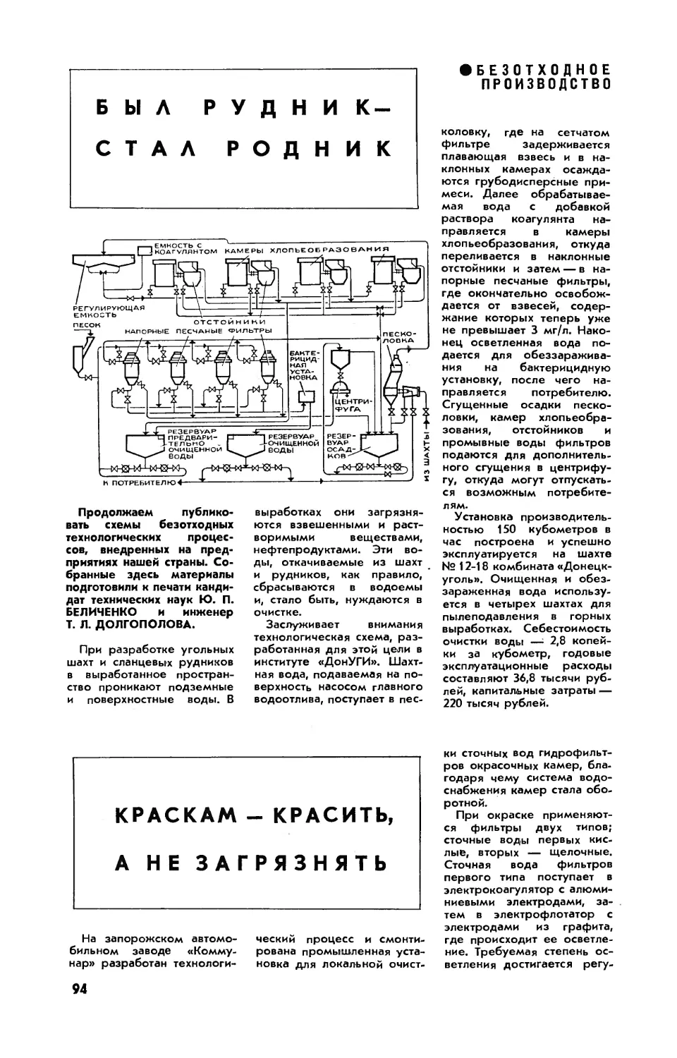 [Безотходное производство]
Ю. БЕЛИЧЕНКО, канд. техн. наук, Т. ДОЛГОПОЛОВА — Краскам — красить, а не загрязнять