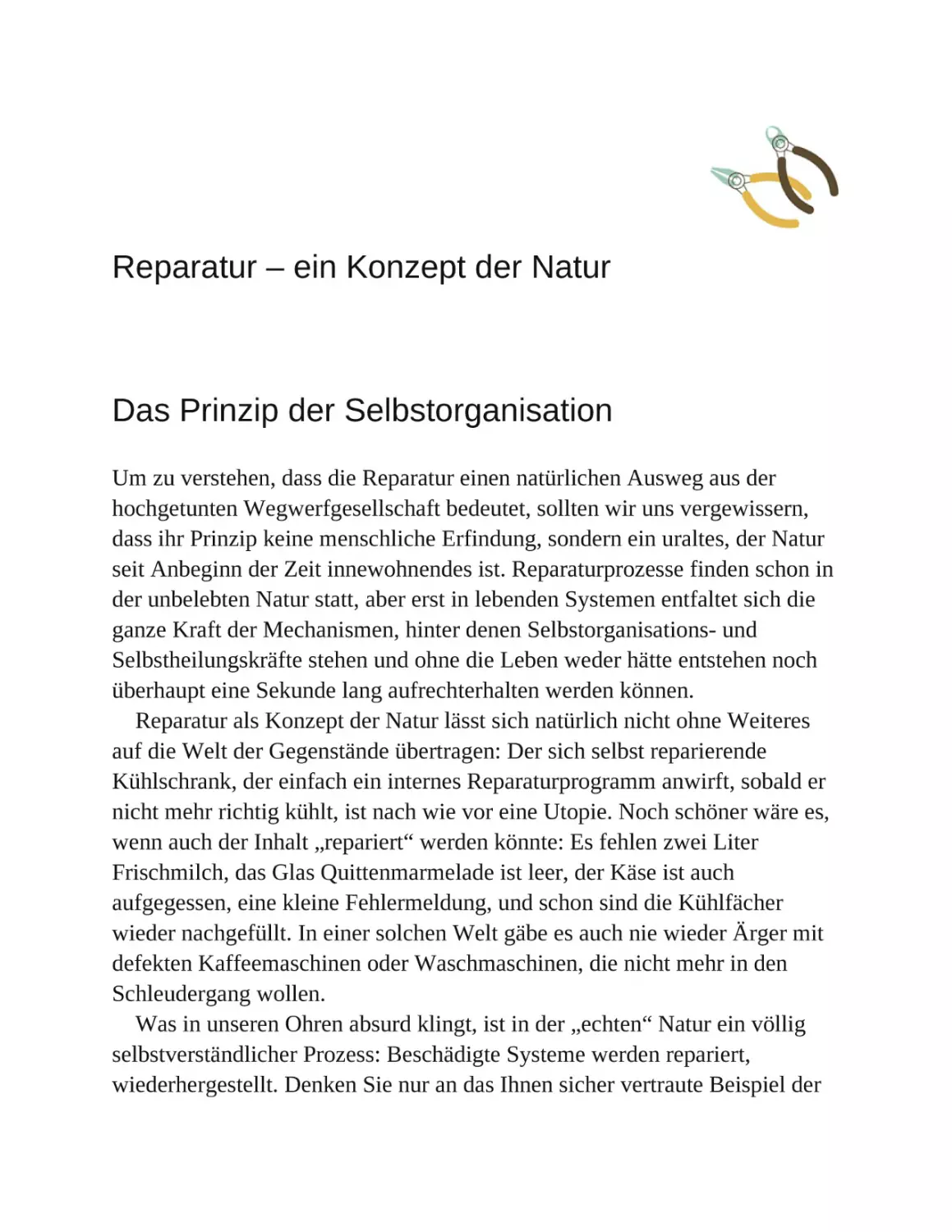 Reparatur – ein Konzept der Natur
Das Prinzip der Selbstorganisation