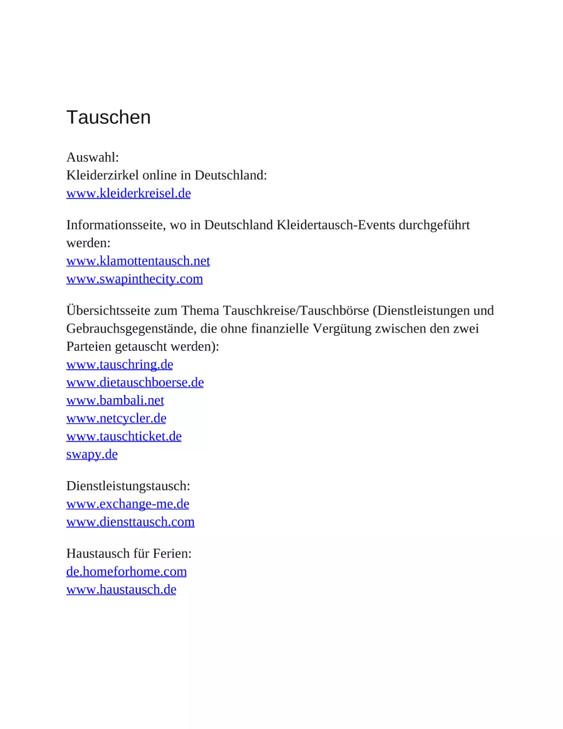 Tauschen