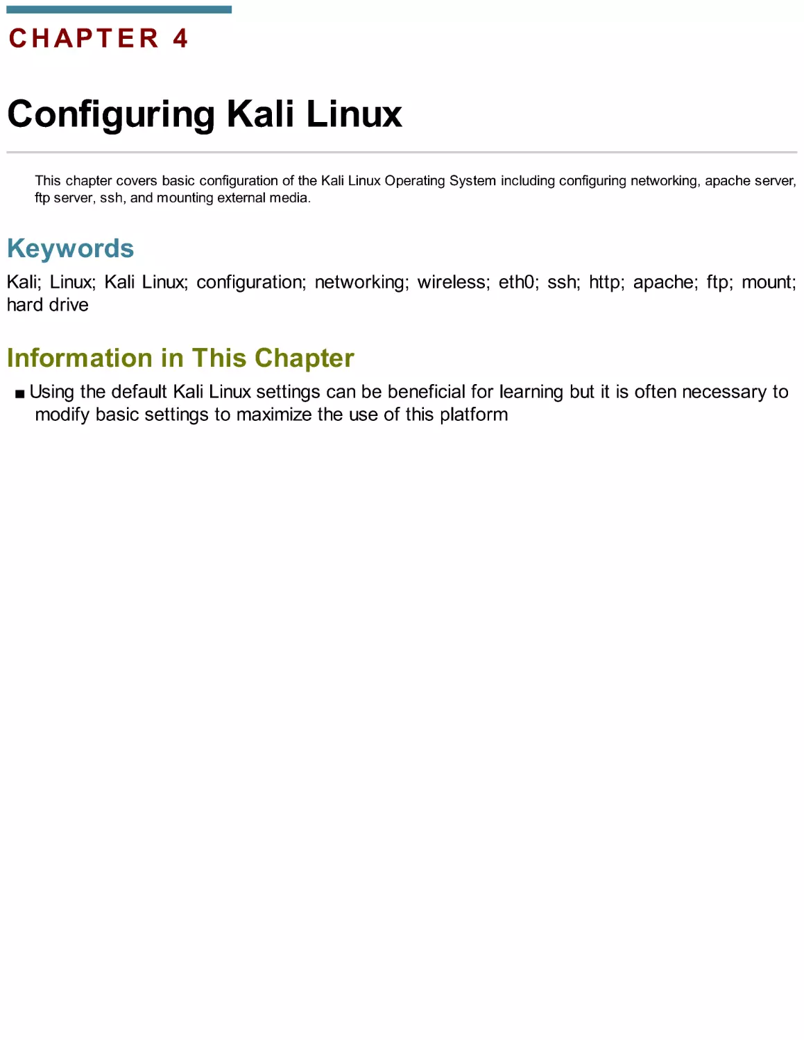 Chapter 4. Configuring Kali Linux