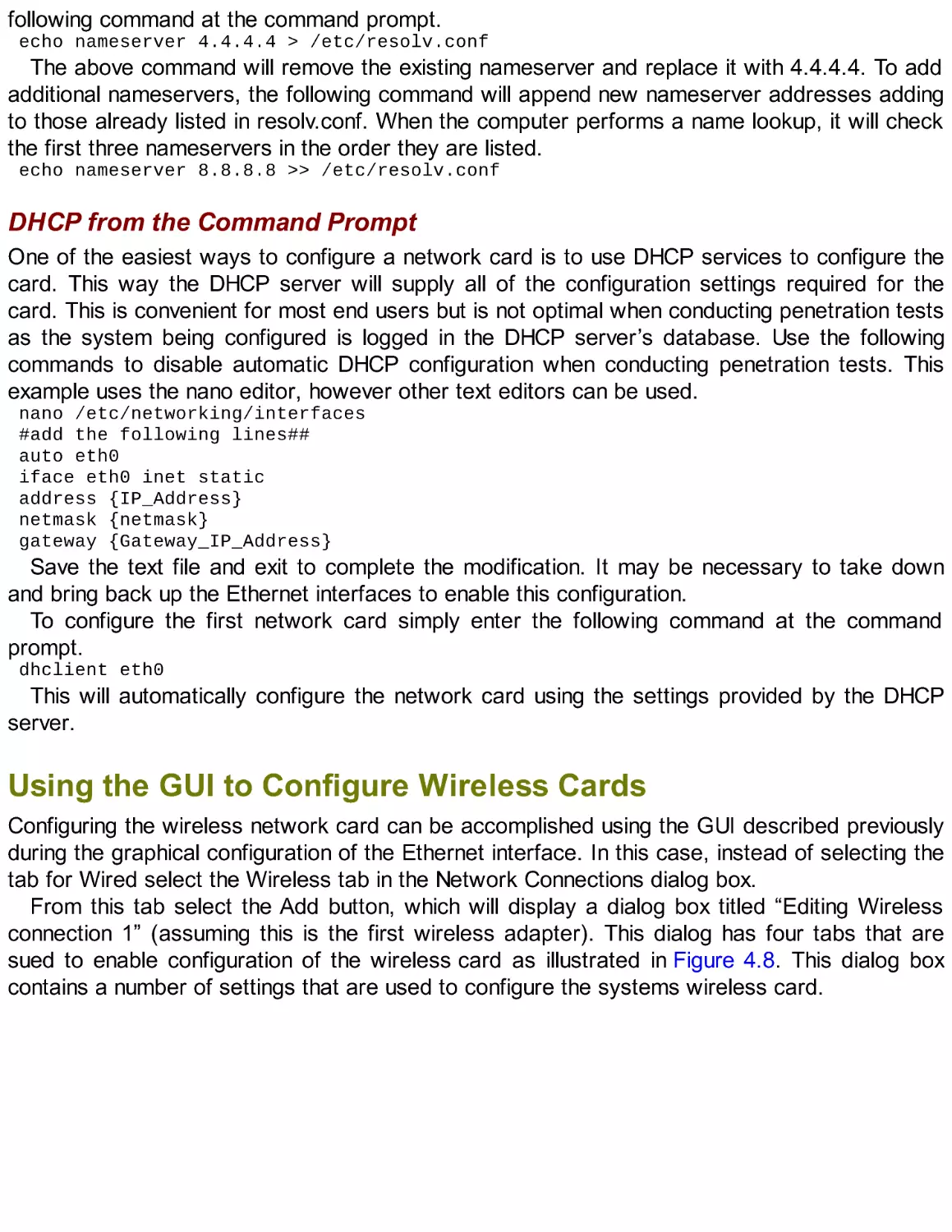 Using the GUI to Configure Wireless Cards