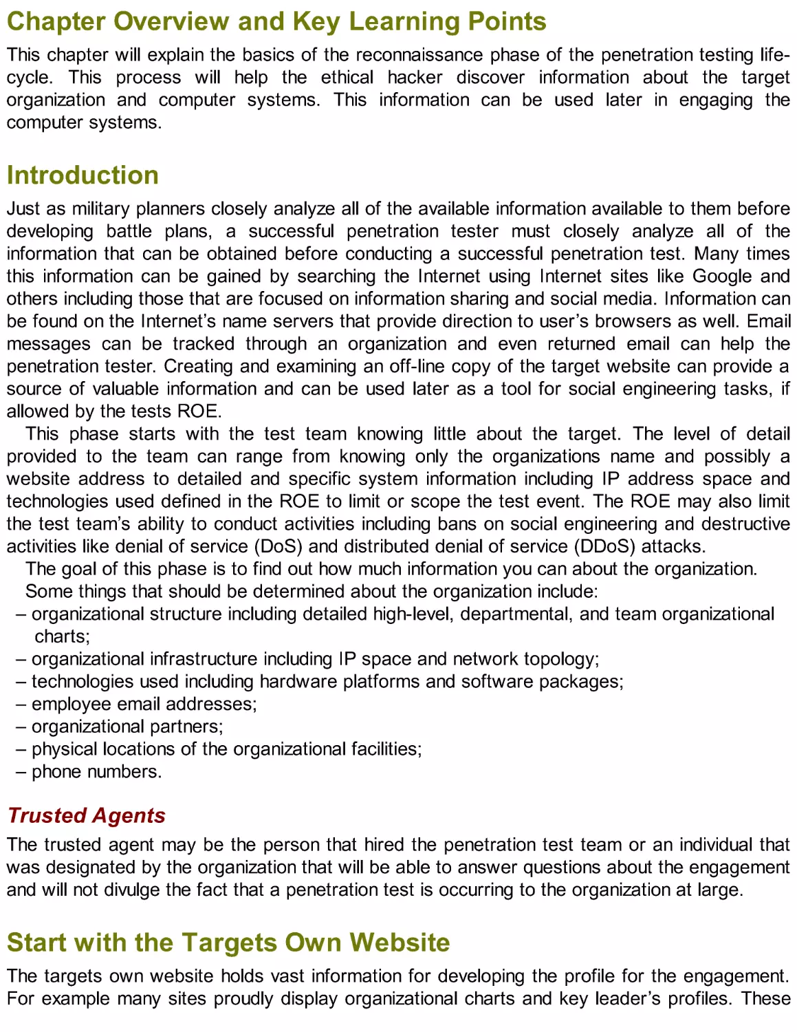 Chapter Overview and Key Learning Points
Introduction
Start with the Targets Own Website