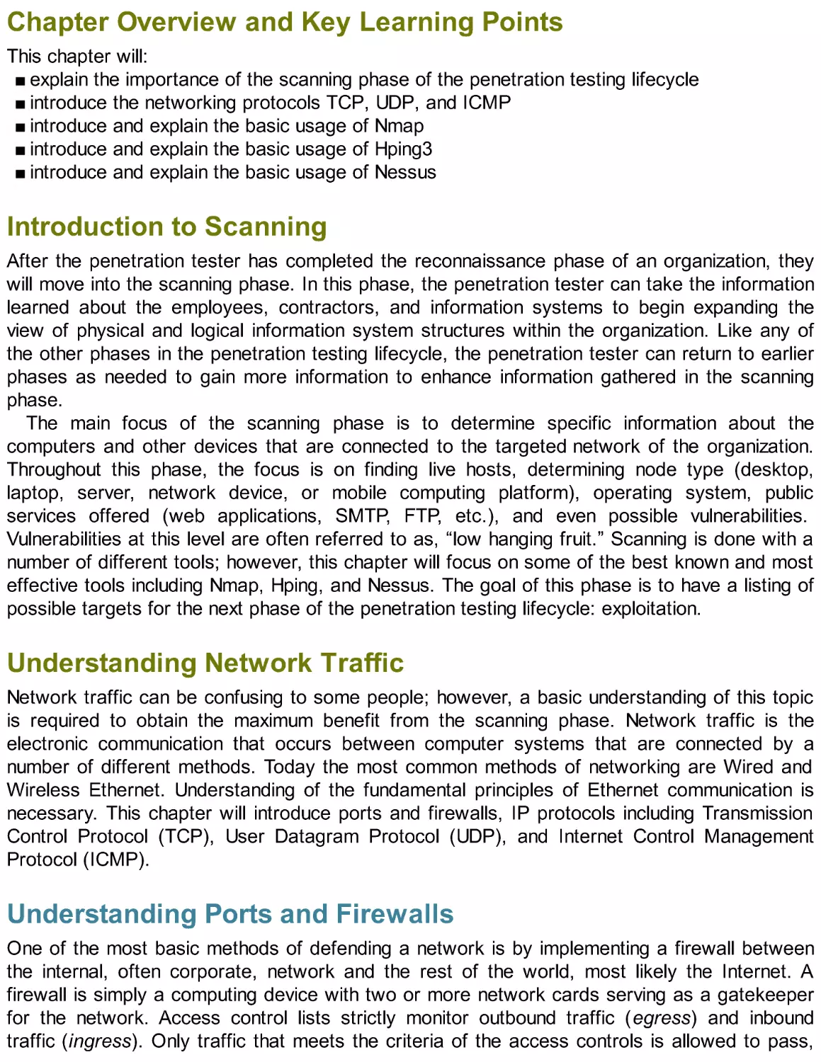 Chapter Overview and Key Learning Points
Introduction to Scanning
Understanding Network Traffic