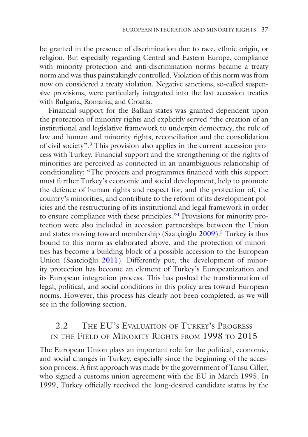 2.2 The EU’s Evaluation of Turkey’s Progress in the Field of Minority Rights from 1998 to 2015