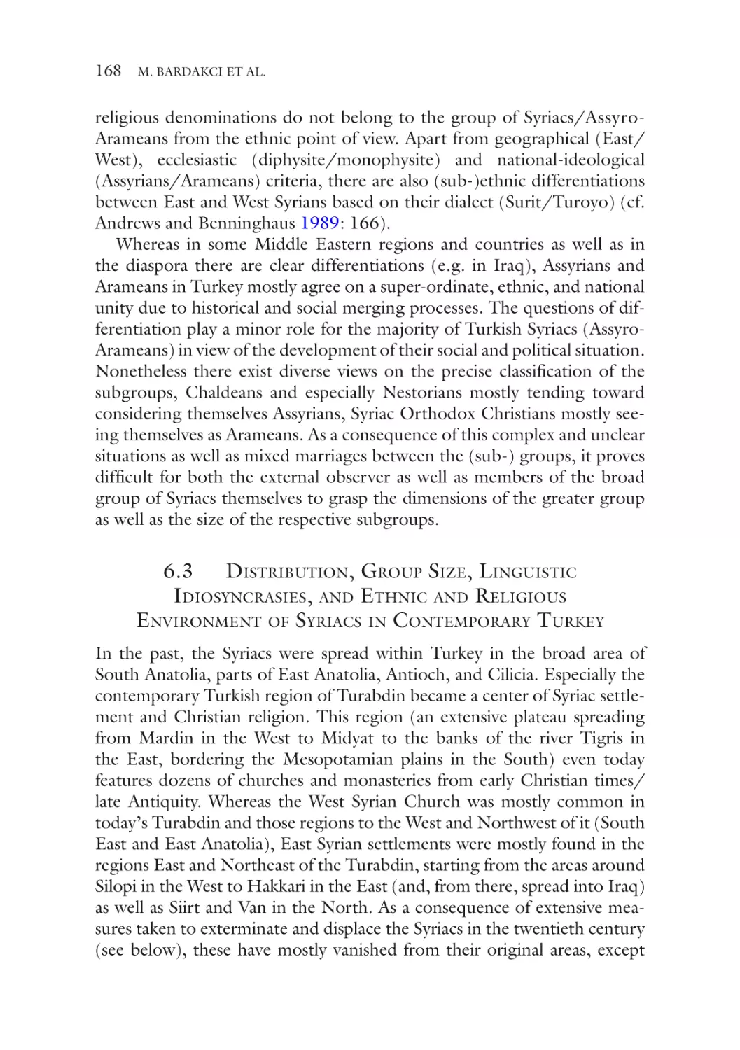 6.3 Distribution, Group Size, Linguistic Idiosyncrasies, and Ethnic and Religious Environment of Syriacs in Contemporary Turkey