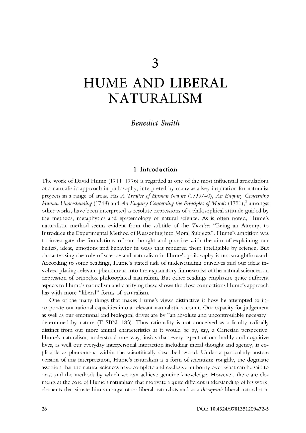 3. Hume and liberal naturalism
1. Introduction