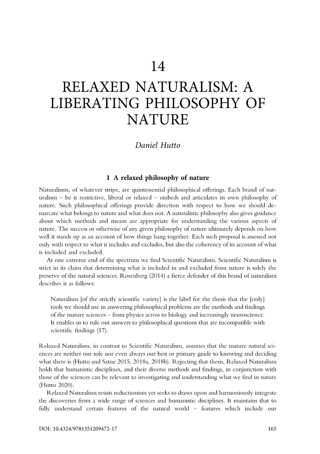 14. Relaxed naturalism
1. A relaxed philosophy of nature