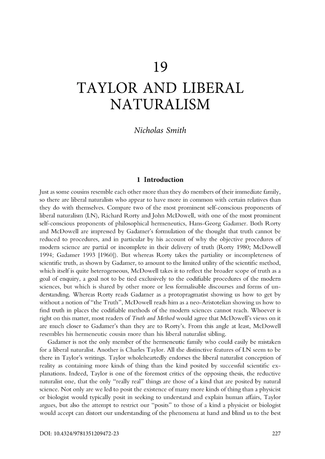 19. Taylor and liberal naturalism
1. Introduction