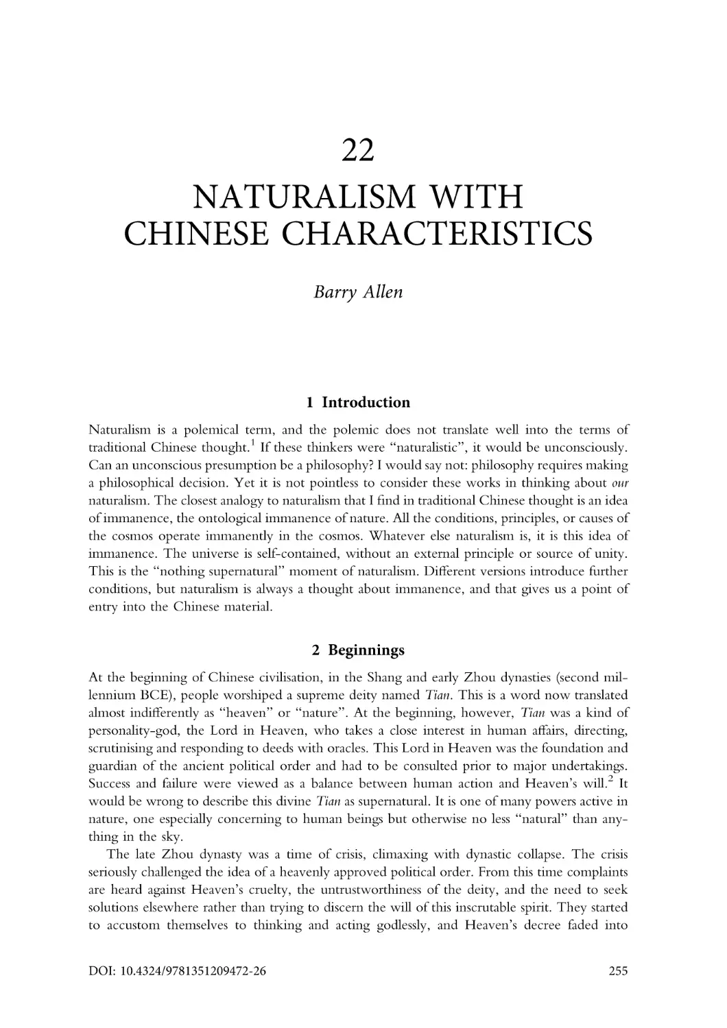 22. Naturalism with Chinese characteristics
1. Introduction
2. Beginnings