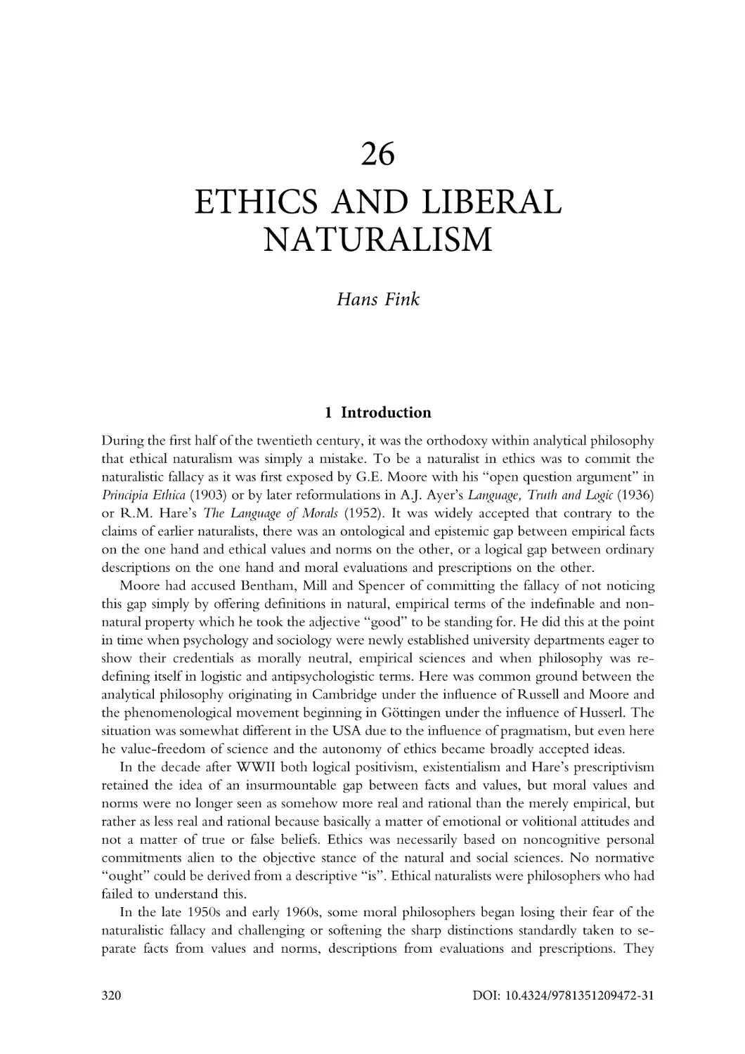 26. Ethics and liberal naturalism
1. Introduction