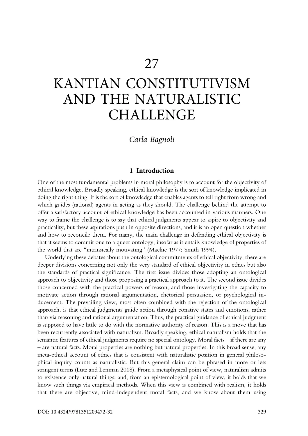 27. Kantian constitutivism and the naturalistic challenge
1. Introduction