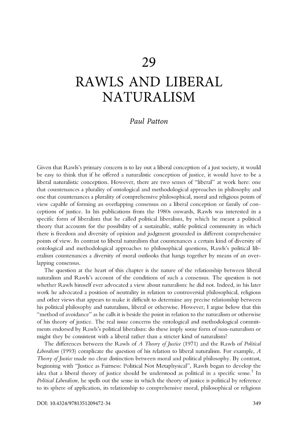 29. Rawls and liberal naturalism