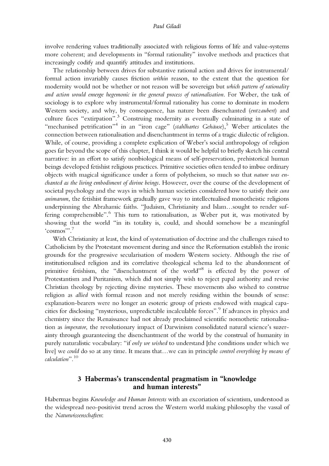 3. Habermas's transcendental pragmatism in "knowledge and human interests"