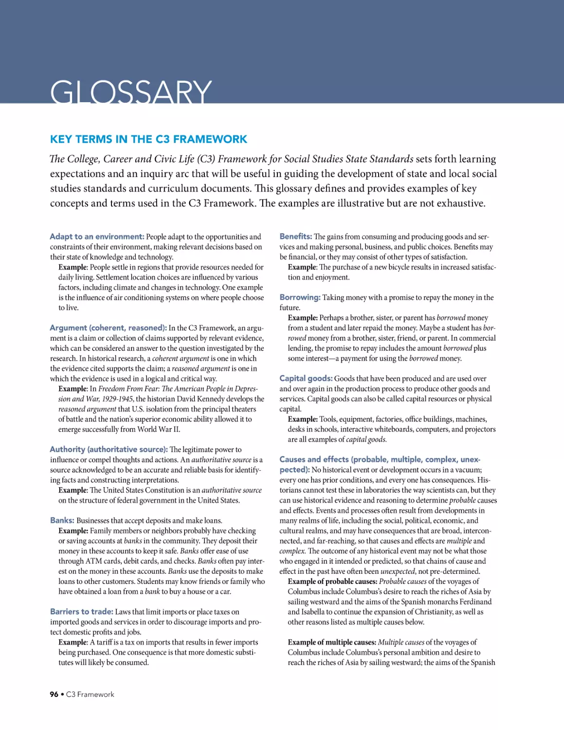 Glossary of  Key Terms in the C3 Framework