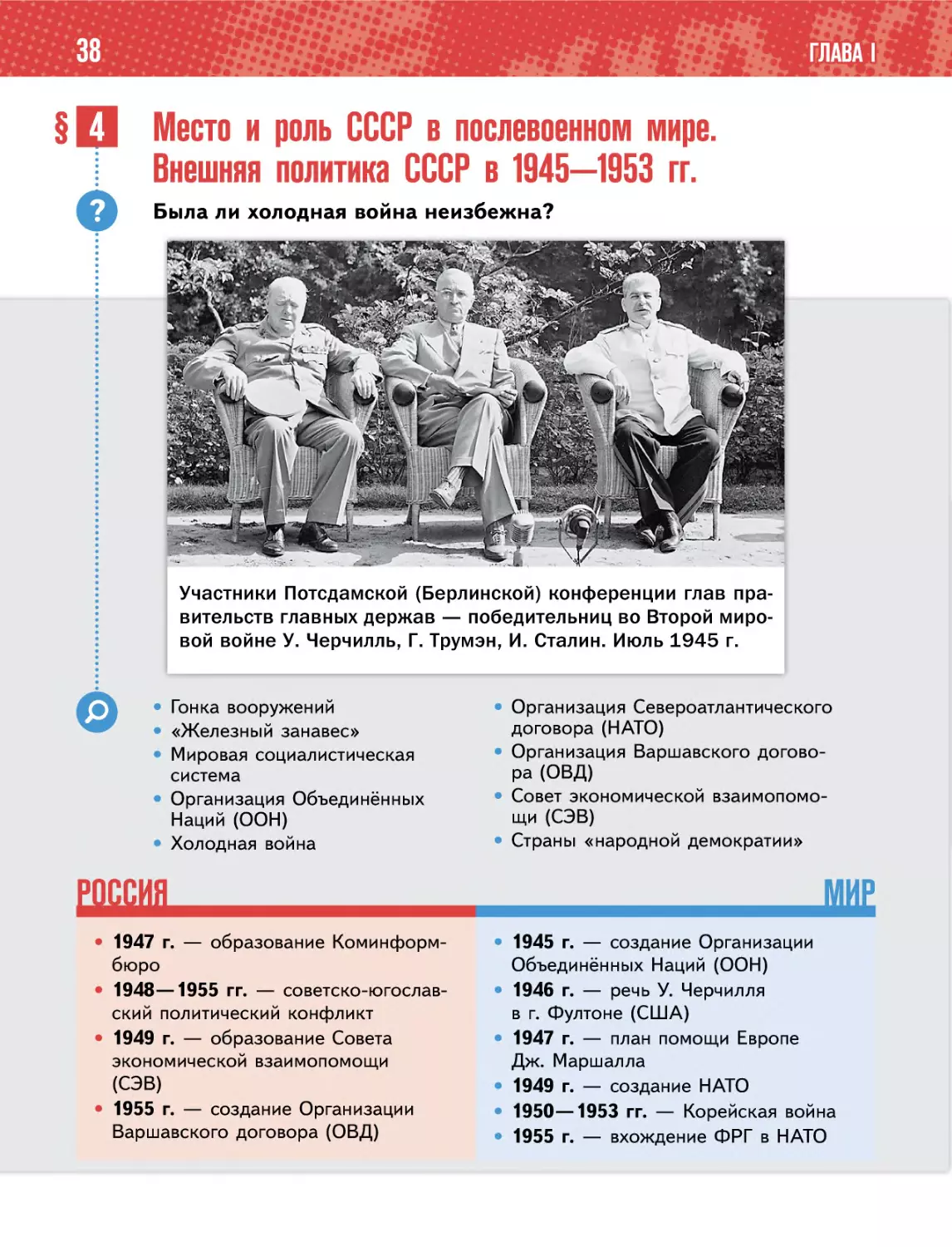 § 4 Место и роль СССР в послевоенном мире.Внешняя политика СССР в 1945—1953 гг.