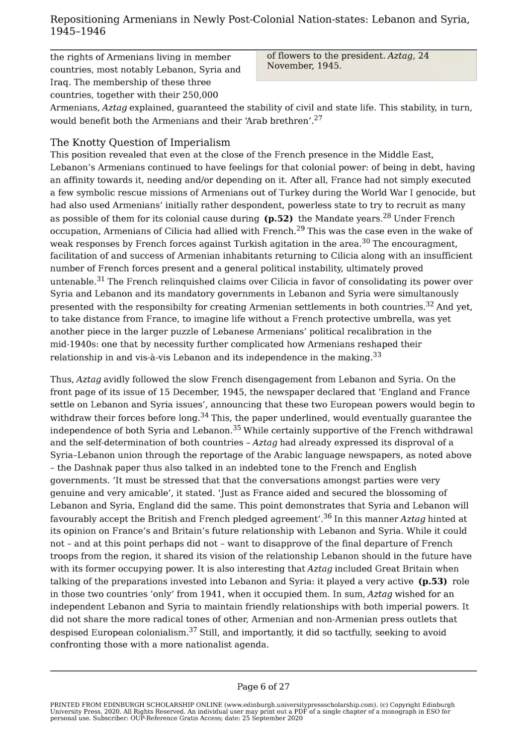 Repositioning Armenians in Newly Post-Colonial Nation-states
The Knotty Question of Imperialism