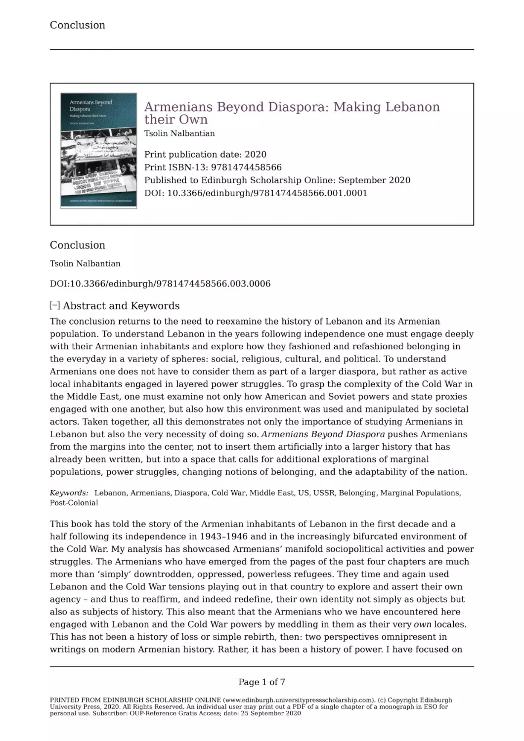 upso-9781474458566-chapter-006
Conclusion
Tsolin Nalbantian
Conclusion
Tsolin Nalbantian
Abstract and Keywords