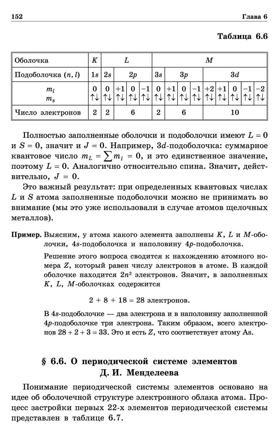 § 6.6. О периодической системе элементов Д. И. Менделеева