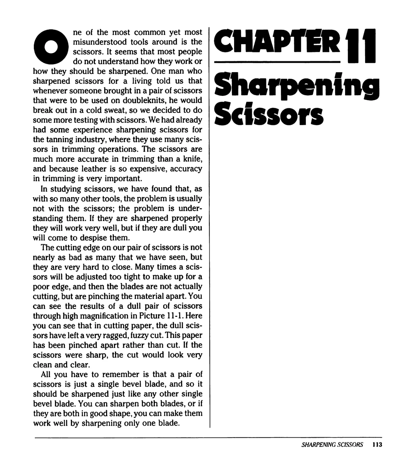 CHAPTER 11 / Sharpening Scissors