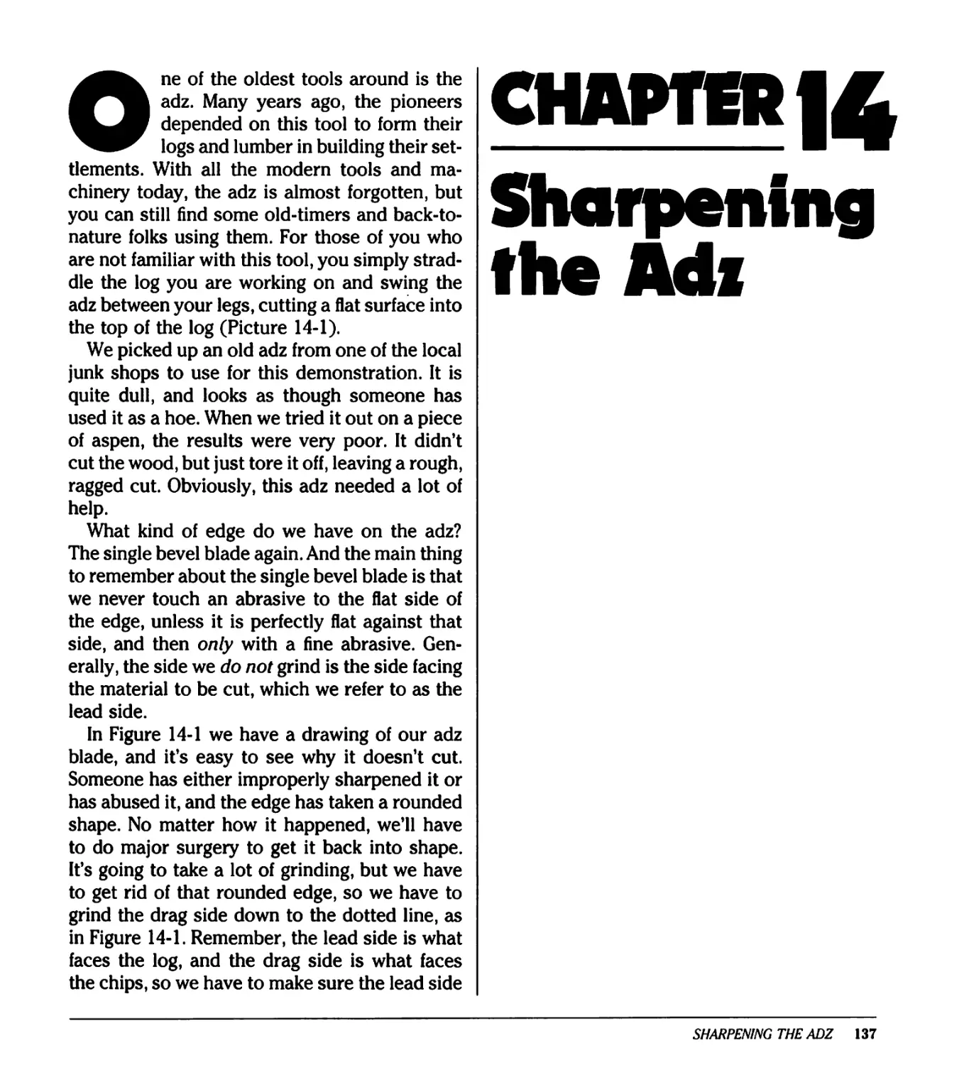 CHAPTER 14 / Sharpening the Adz