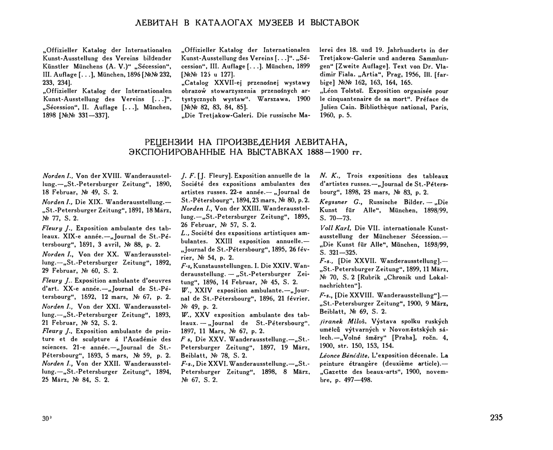 Левитан в каталогах музеев и выставок
Рецензии на произведения Левитана, экспонированные на выставках 1888-1900 гг