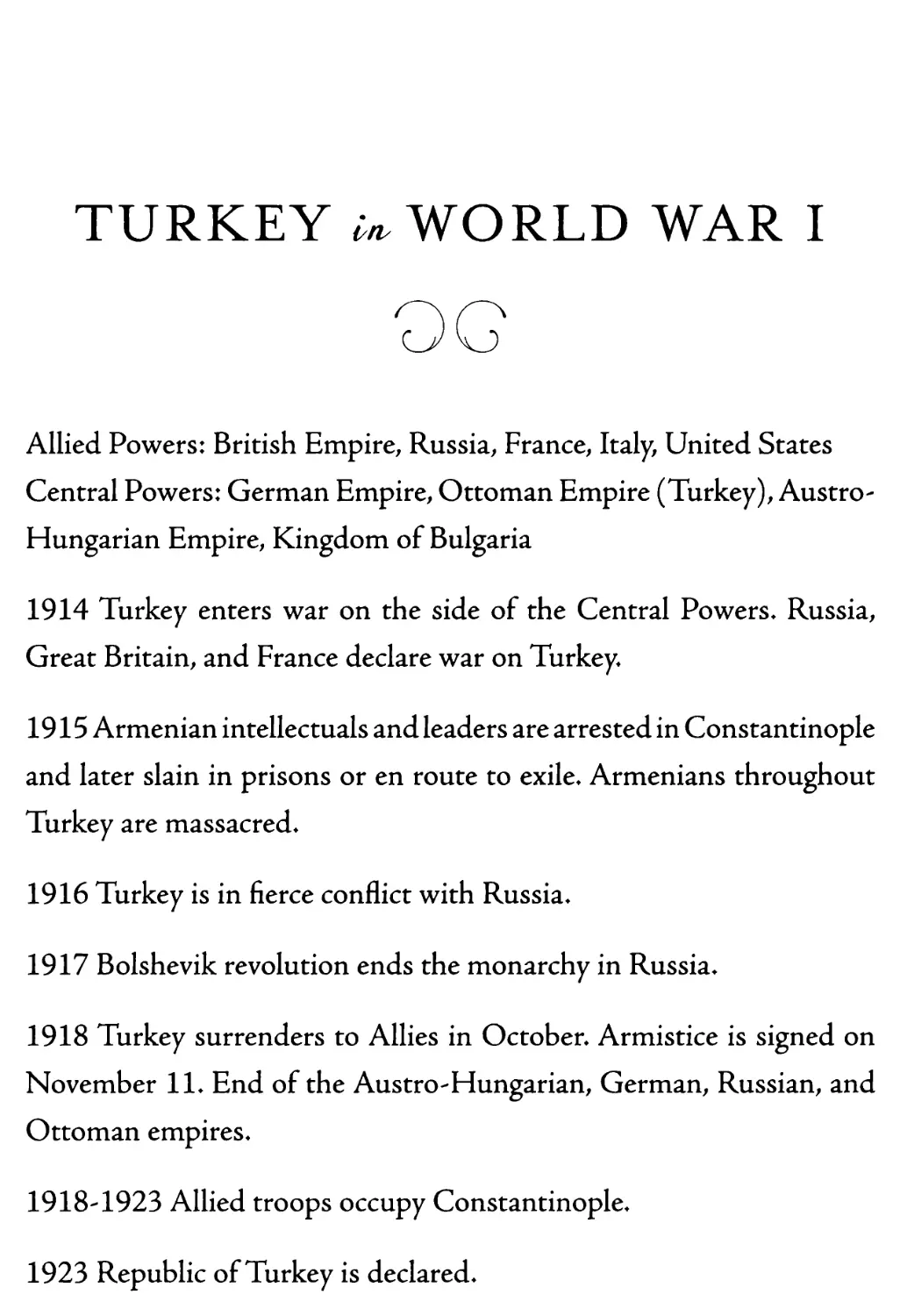 TURKEY in WORLD WAR I