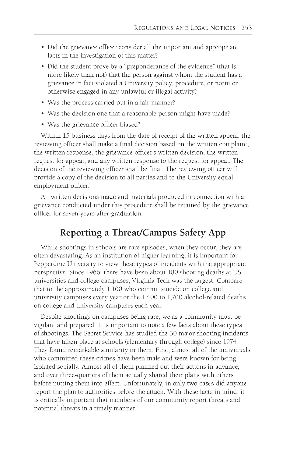 Reporting a Threat/Campus Safety App
