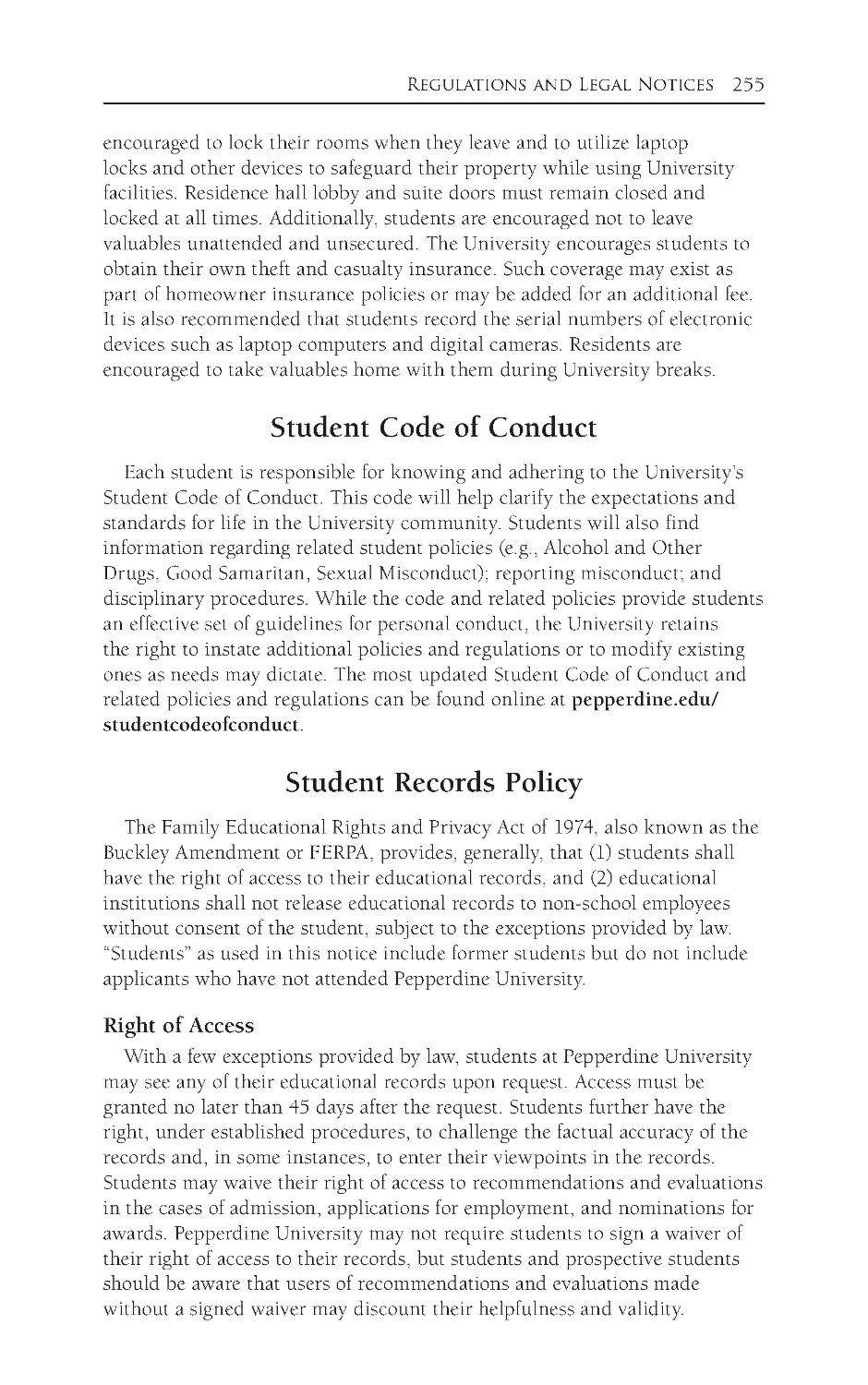Student Code of Conduct
Student Records Policy