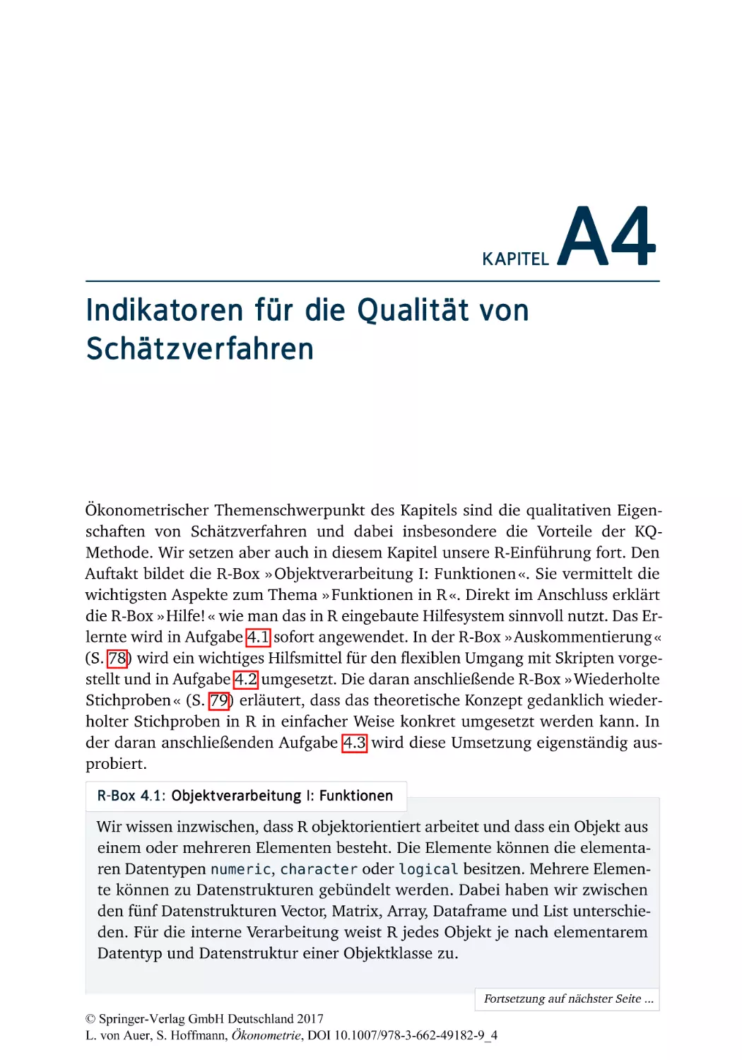 A4 Indikatoren für die Qualität von Schätzverfahren
R-Box 4.1