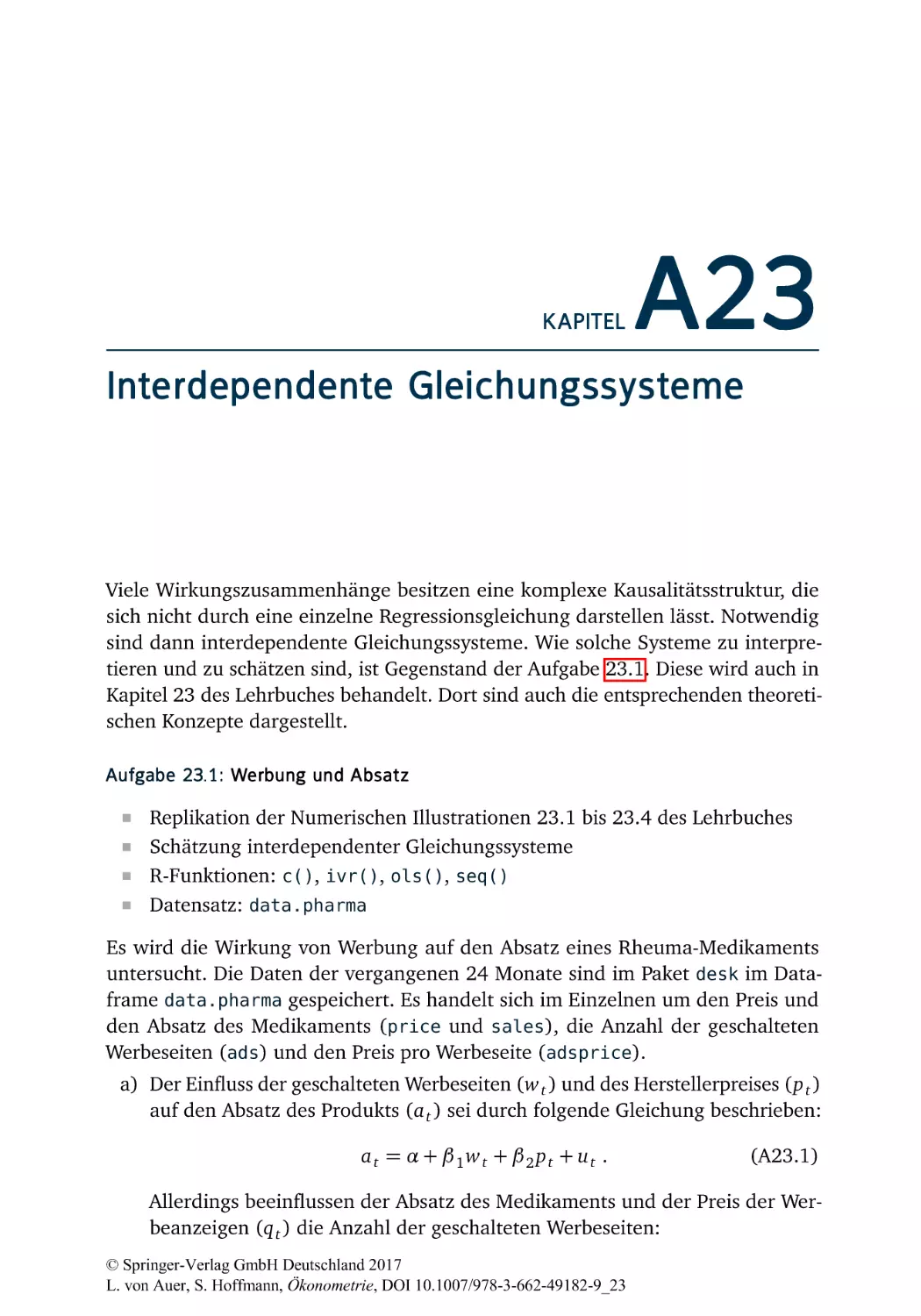 A23 Interdependente Gleichungssysteme
A23.1 Werbung und Absatz