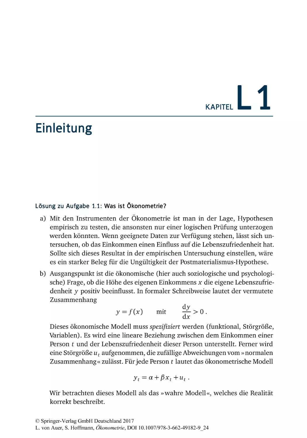 L1 Einleitung
L1.1 Was ist Ökonometrie?