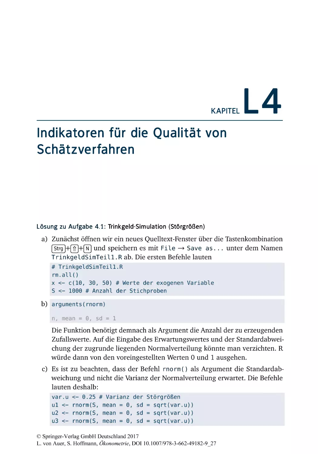 L4 Indikatoren für die Qualität von Schätzverfahren
L4.1 Trinkgeld-Simulation (Störgrößen)