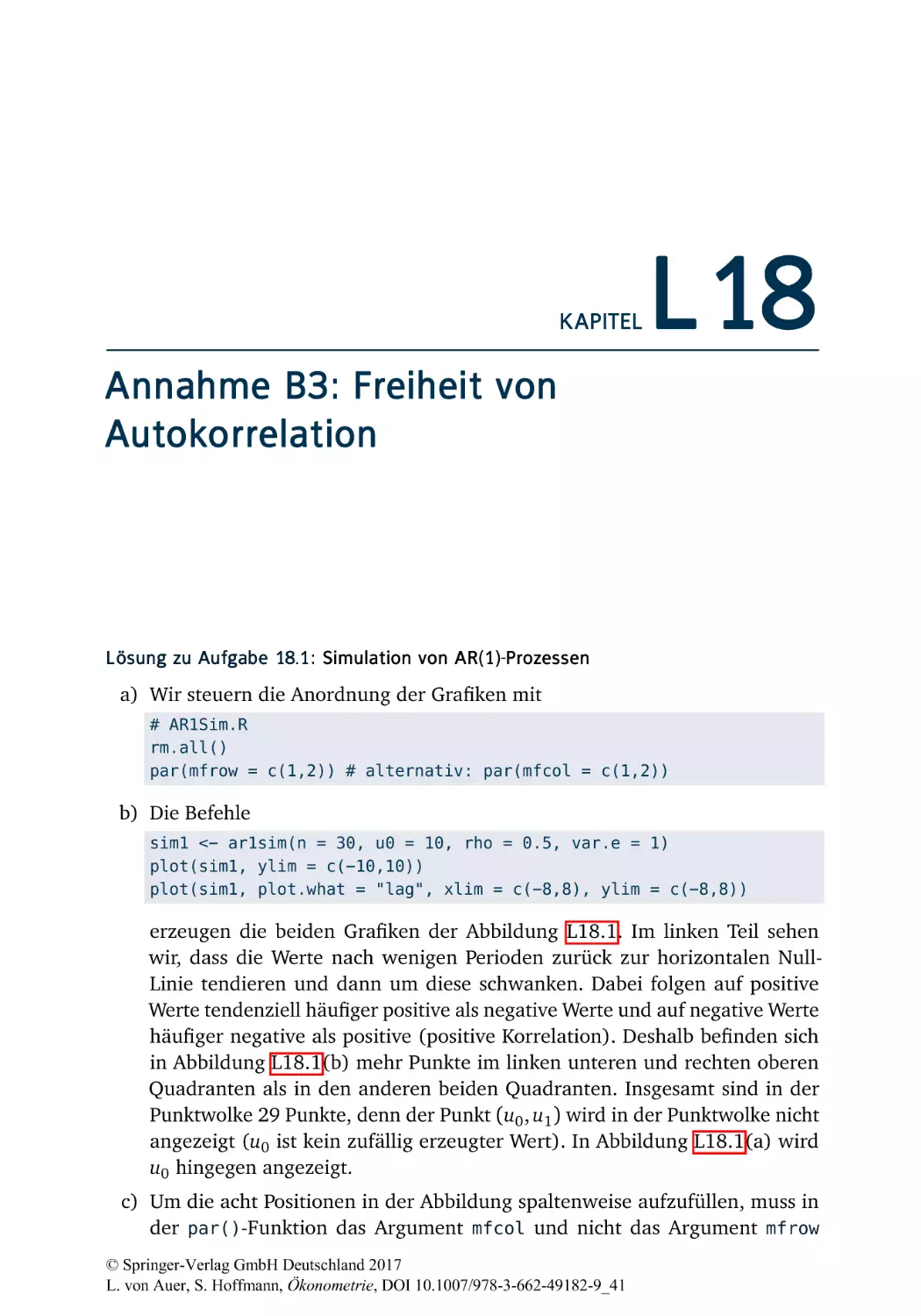 L18 Annahme B3
L18.1 Simulation von AR(1)-Prozessen