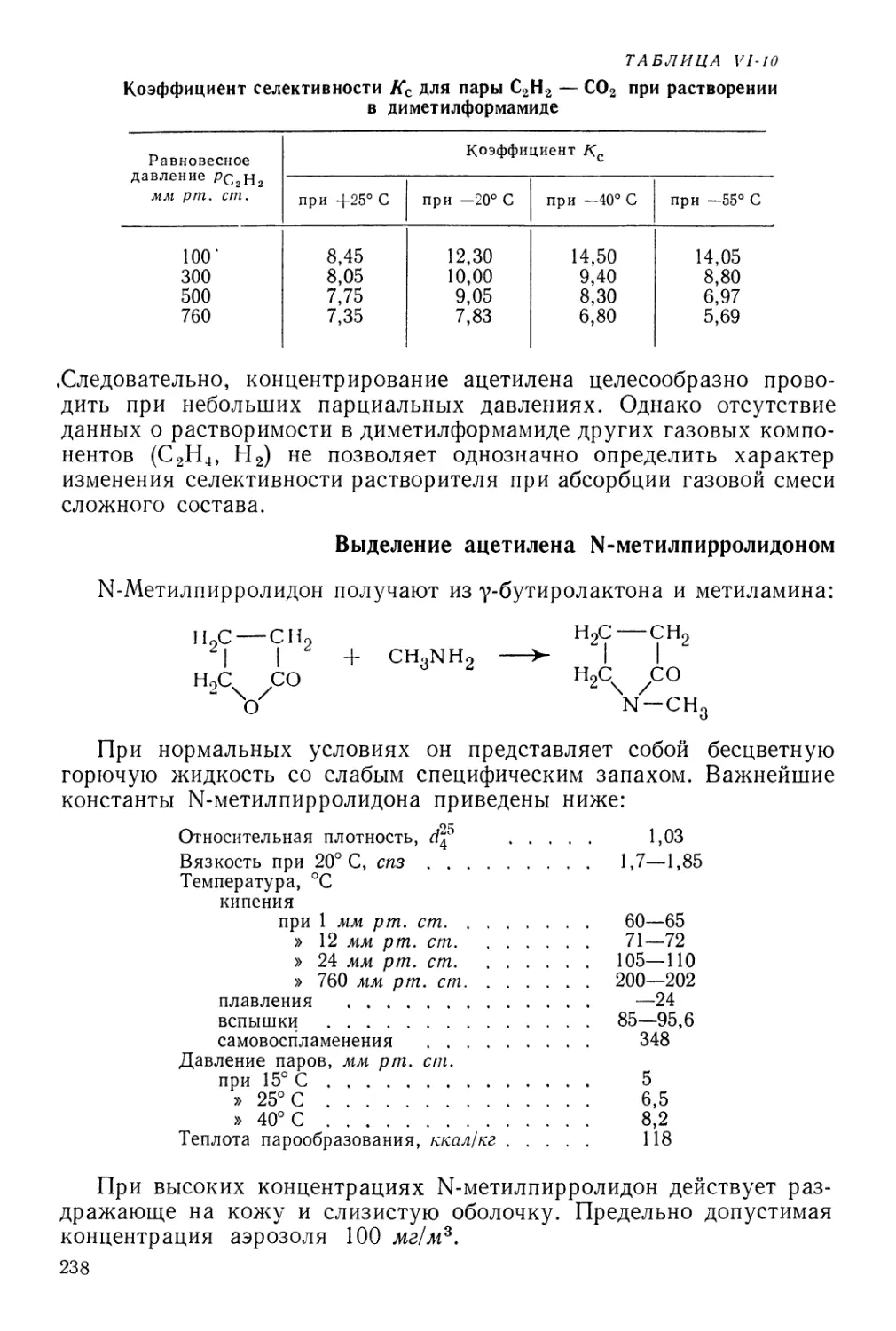 Выделение ацетилена N-метилпирролидоном